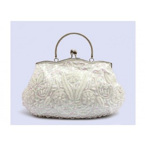 Stylish Vintage Party Women's Evening Bag With Sequins Bead and Kiss-Lock Closure Design